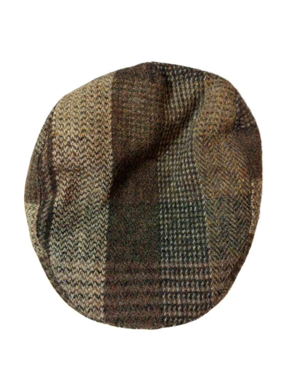 Lake of the Isles Harris Tweed Patchwork Wool Newsboy Driving Cap M